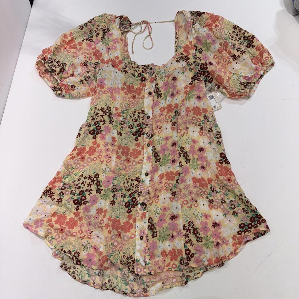 Free People Callie Floral‎ Fairy Boho Peasant Cottagecore Tunic Top Blouse Small - Picture 5 of 15